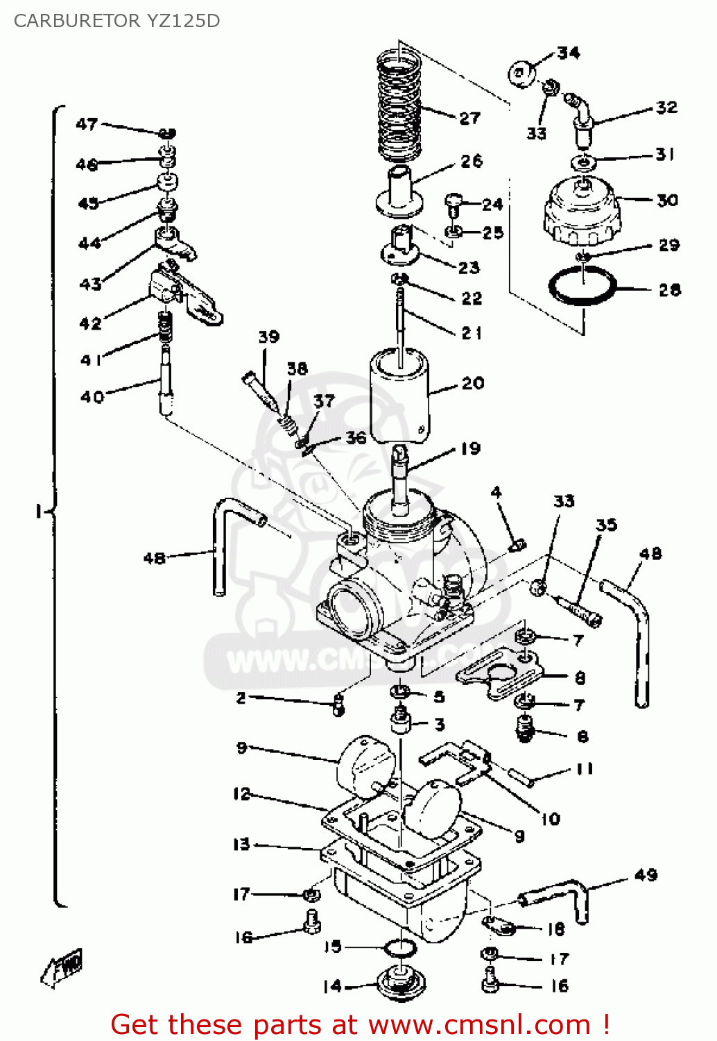 Yamaha YZ125 1976 USA CARBURETOR YZ125D - buy original CARBURETOR ...