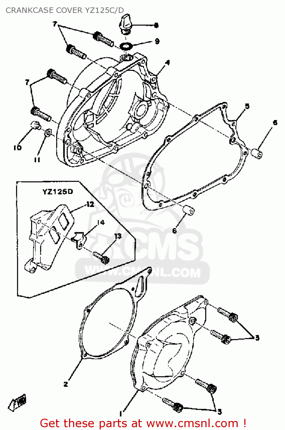 Yamaha YZ125 1977 USA CRANKCASE COVER YZ125C/D - Buy Original CRANKCASE ...