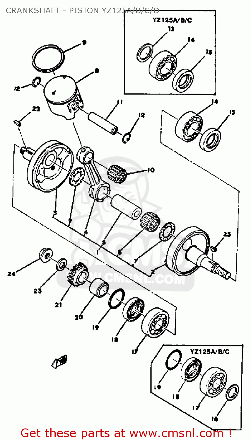 Yamaha YZ125 1977 USA CRANKSHAFT - PISTON YZ125A/B/C/D - Buy Original ...