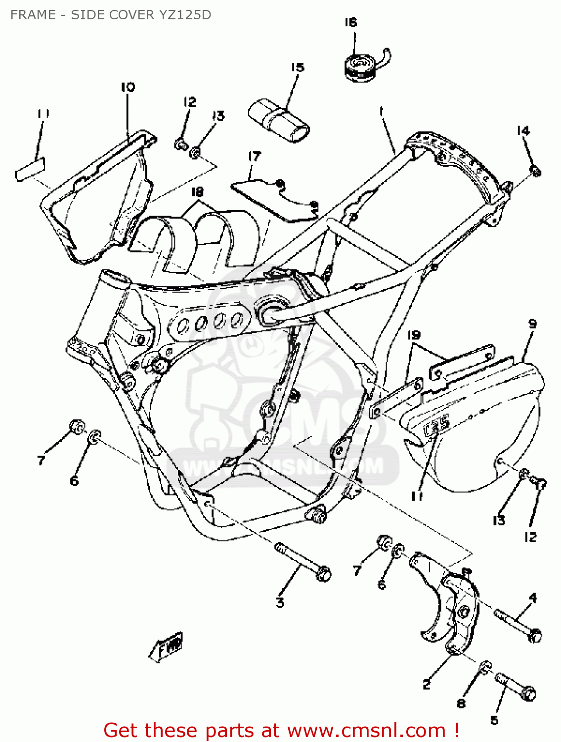Yamaha YZ125 1977 USA FRAME - SIDE COVER YZ125D - Buy Original FRAME ...