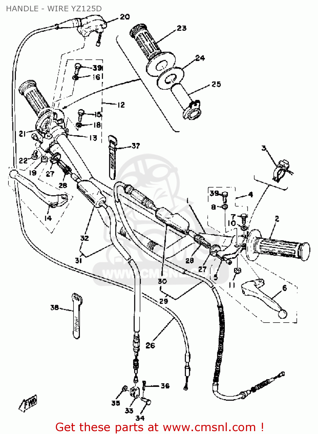 Yamaha YZ125 1977 USA HANDLE - WIRE YZ125D - Buy Original HANDLE - WIRE ...