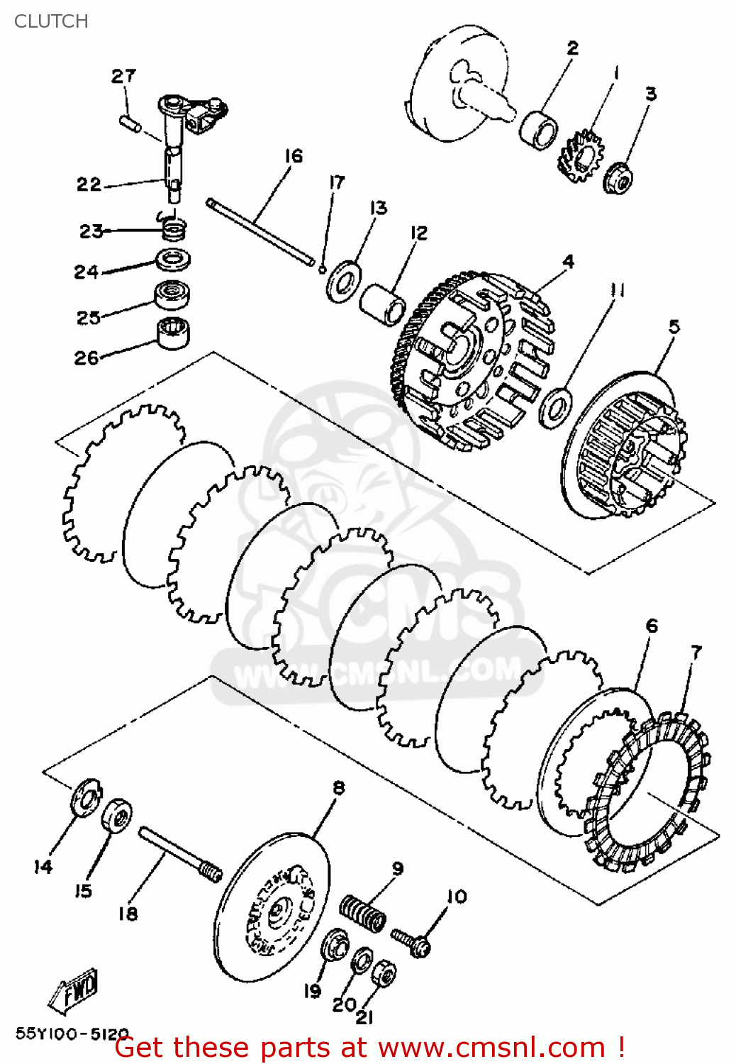 Yamaha YZ125 1985 (F) USA CLUTCH buy original CLUTCH spares online