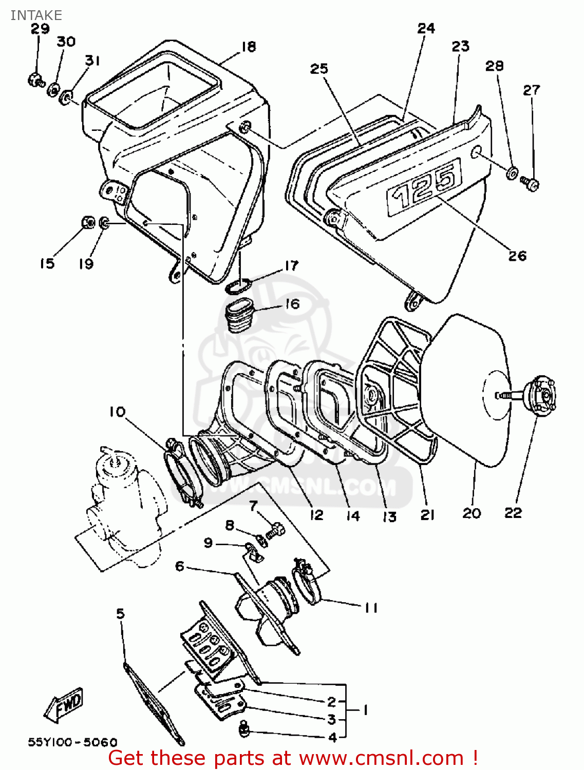 Yamaha YZ125 1985 (F) USA INTAKE - buy original INTAKE spares online