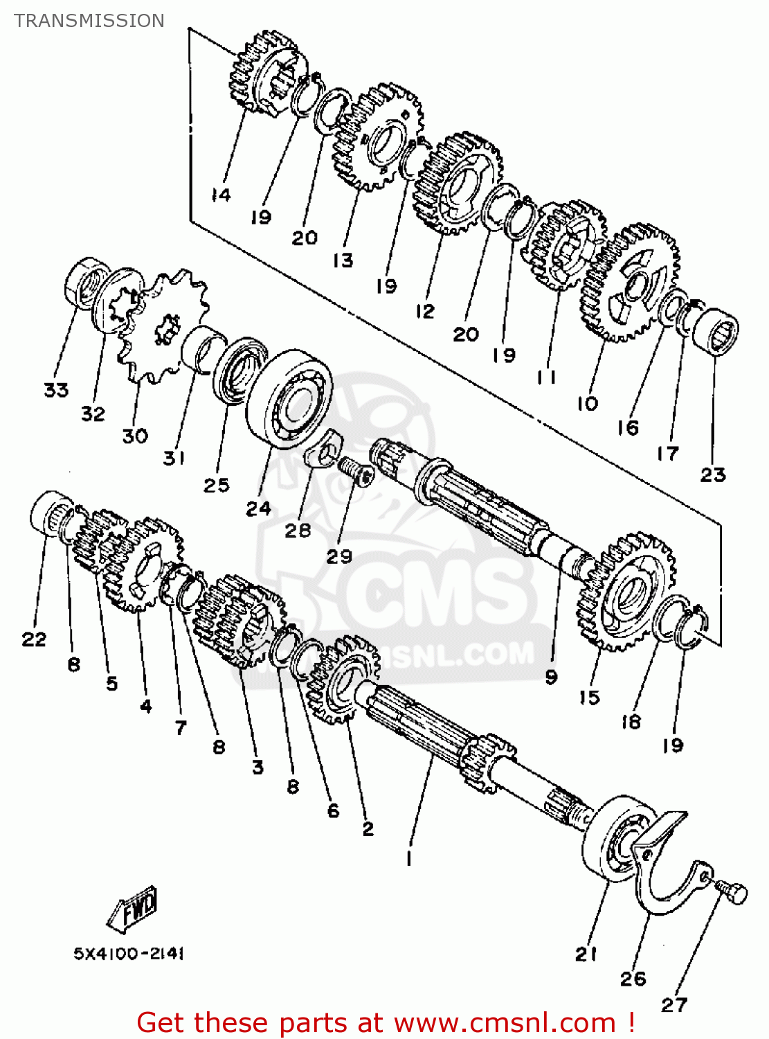 Yamaha Yz125 1985 (f) Usa Transmission schematic partsfiche