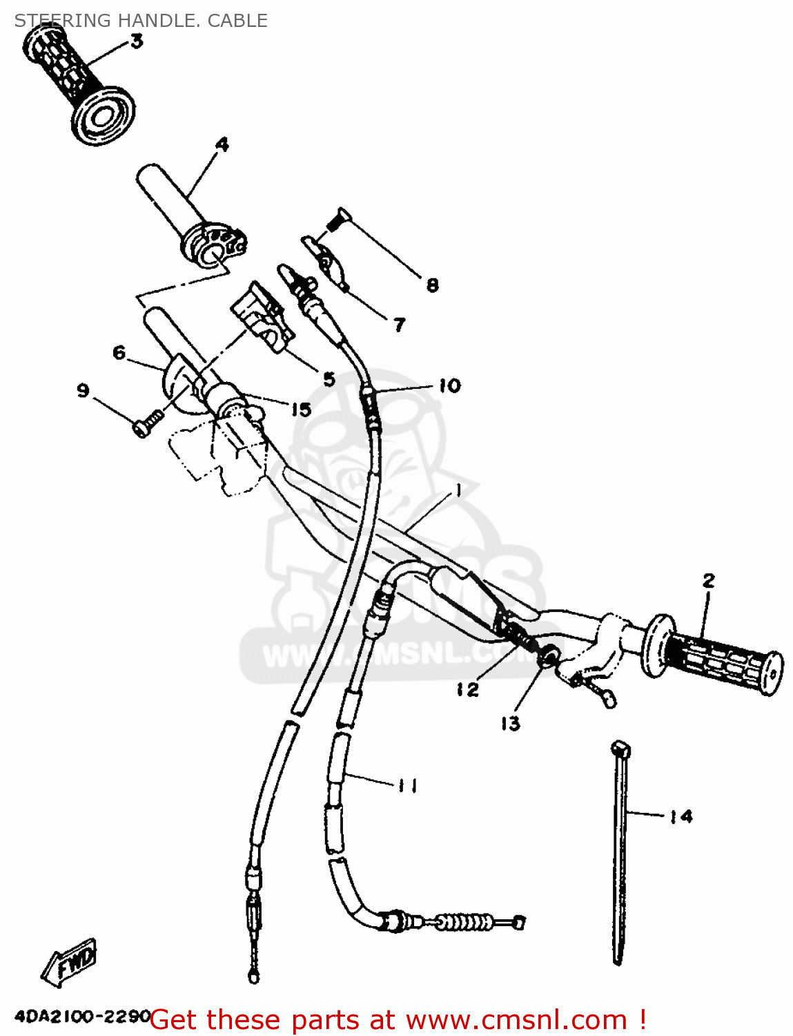 Yamaha Yz125 1993 4ex3 Japan 234ex-100e1 Steering Handle. Cable - Buy 