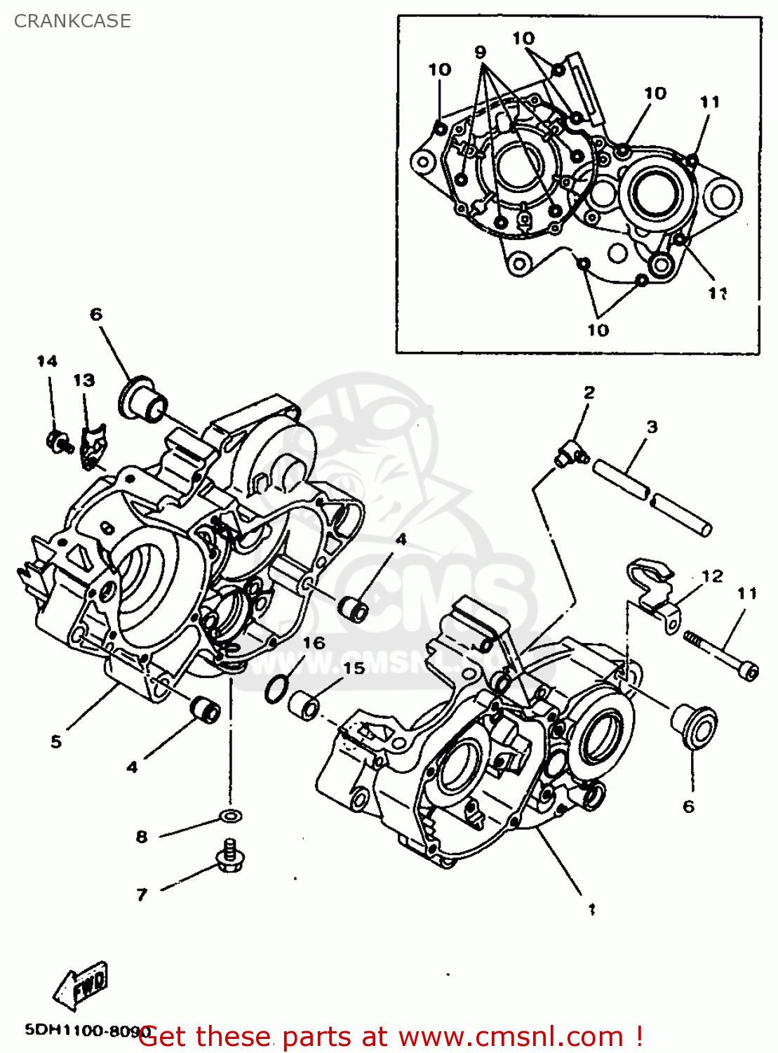 Yamaha YZ125 1998 5DH2 ENGLAND 285DH-100E1 CRANKCASE - buy original ...