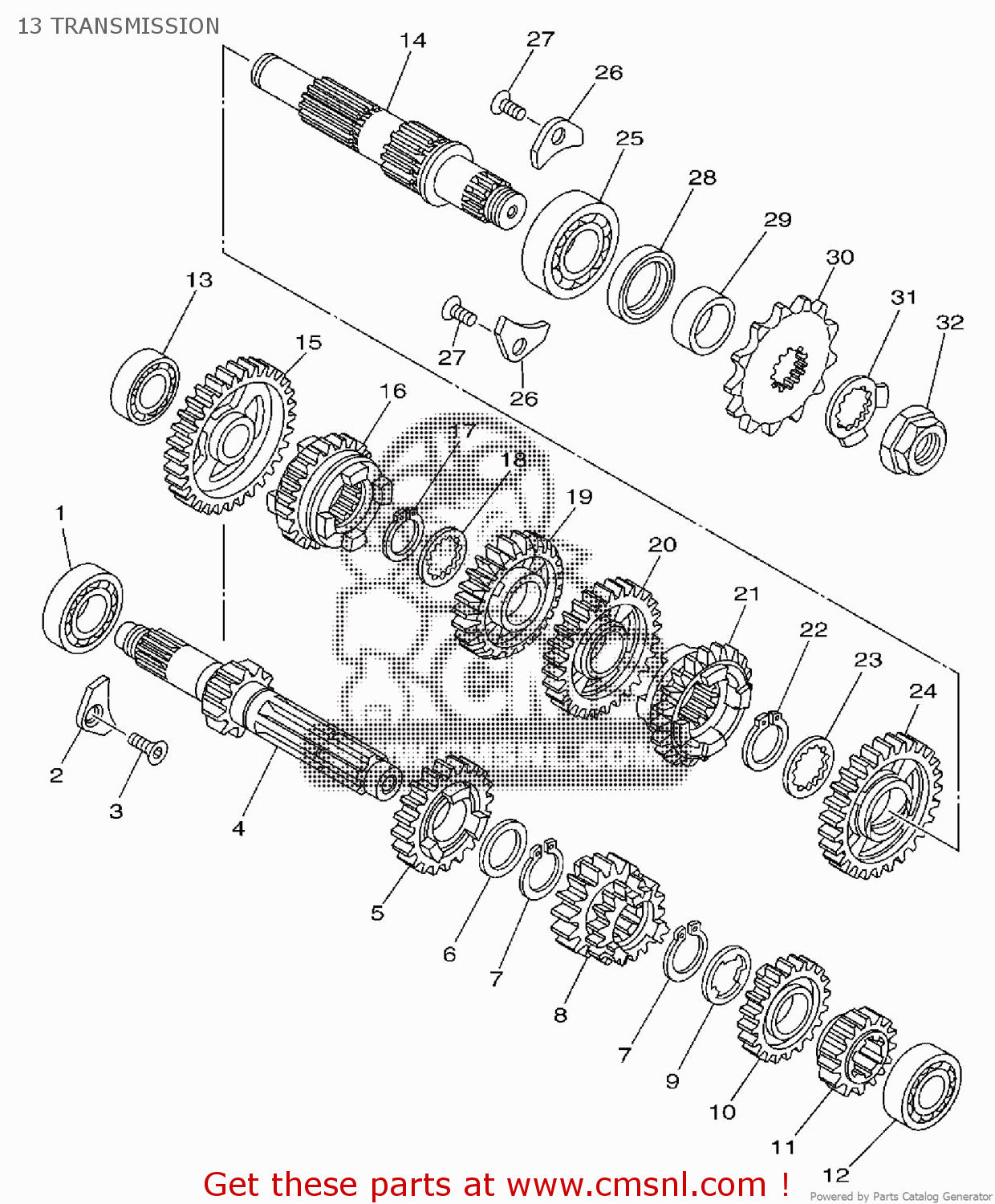 Yamaha YZ125 2014 1SRA EUROPE 1N1SR100E1 13 TRANSMISSION buy