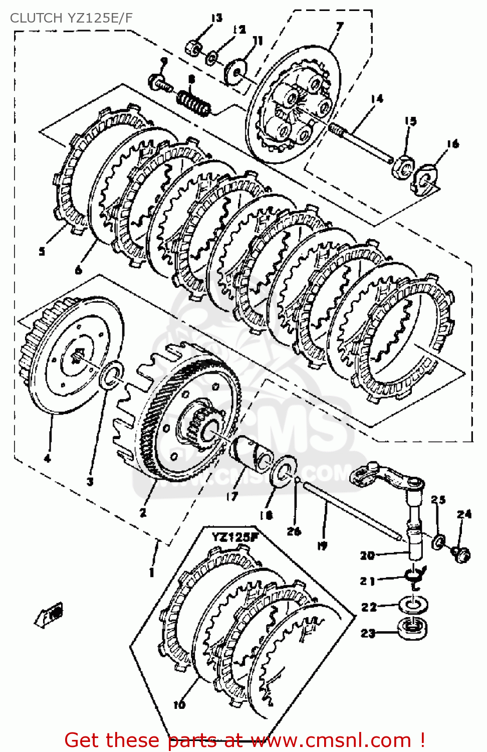 Yamaha YZ125 COMPETITION 1978 USA CLUTCH YZ125E/F - buy original CLUTCH ...