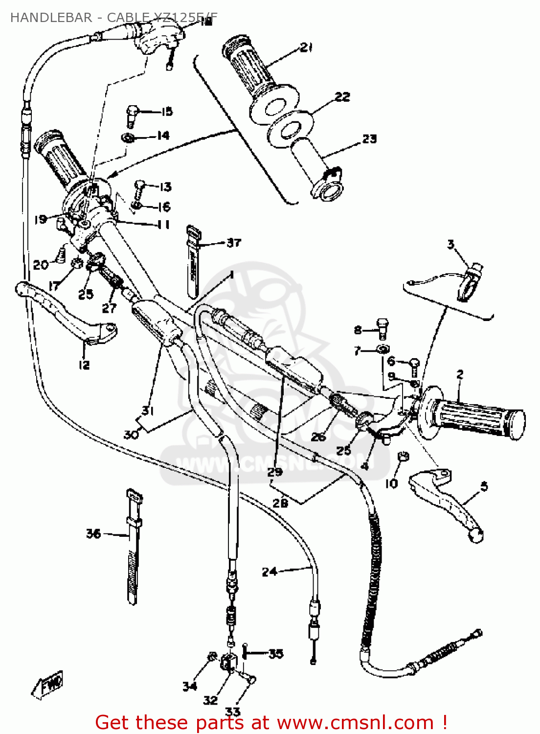 Yamaha YZ125 COMPETITION 1979 USA HANDLEBAR - CABLE YZ125E/F - buy ...