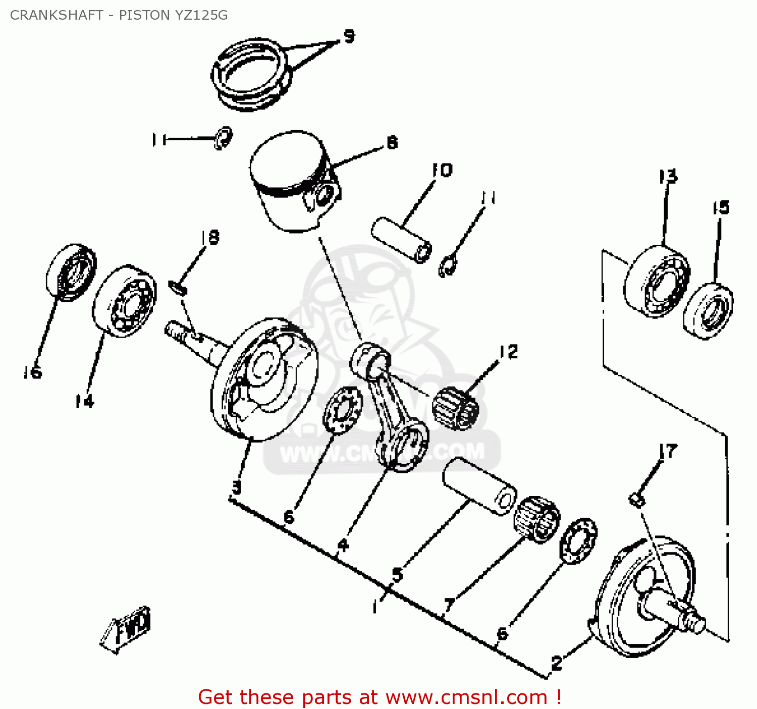 Yamaha YZ125 COMPETITION 1980 (A) USA CRANKSHAFT - PISTON YZ125G - buy ...