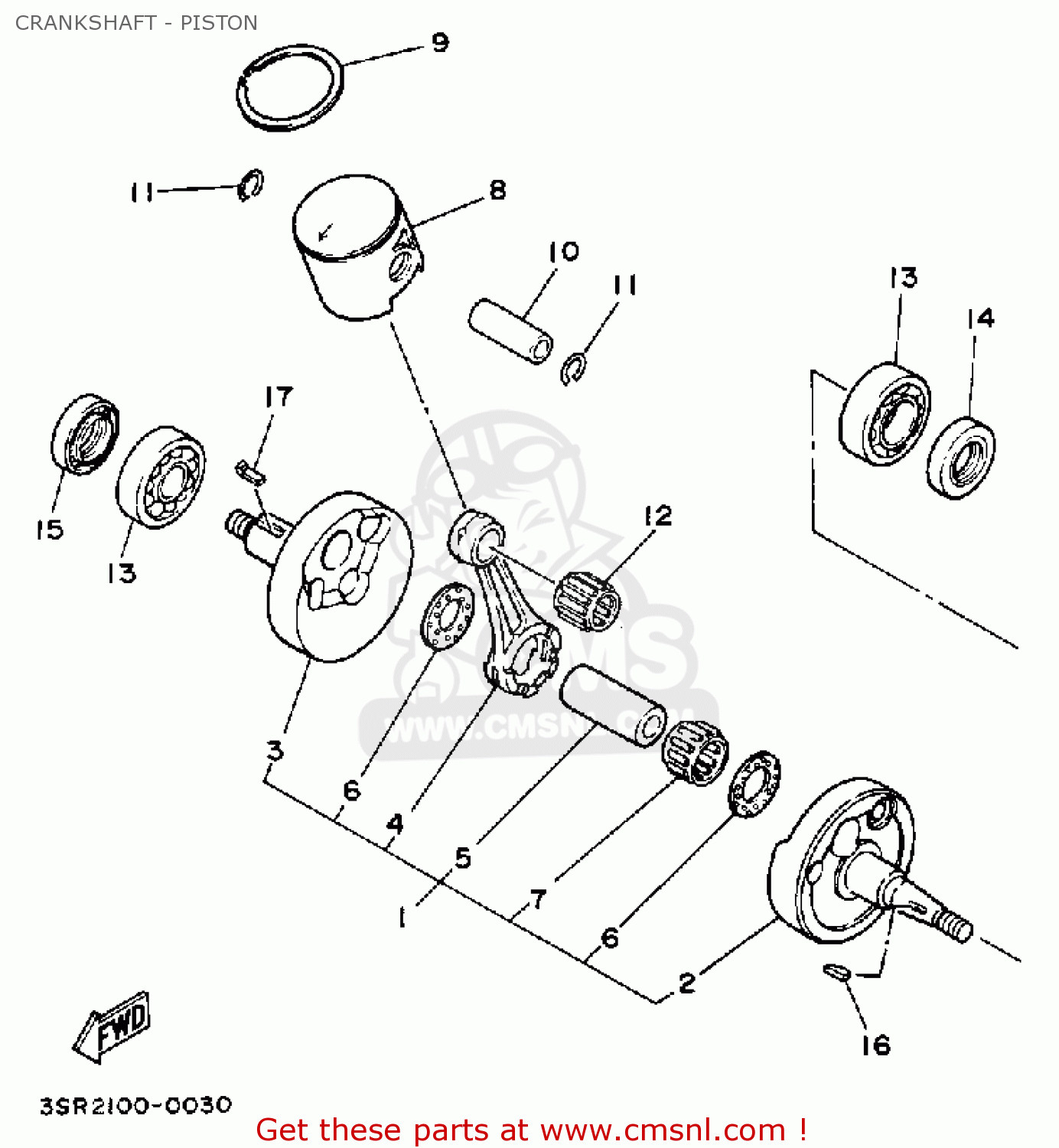 Yamaha YZ125 COMPETITION 1990 (L) USA CRANKSHAFT - PISTON - buy ...