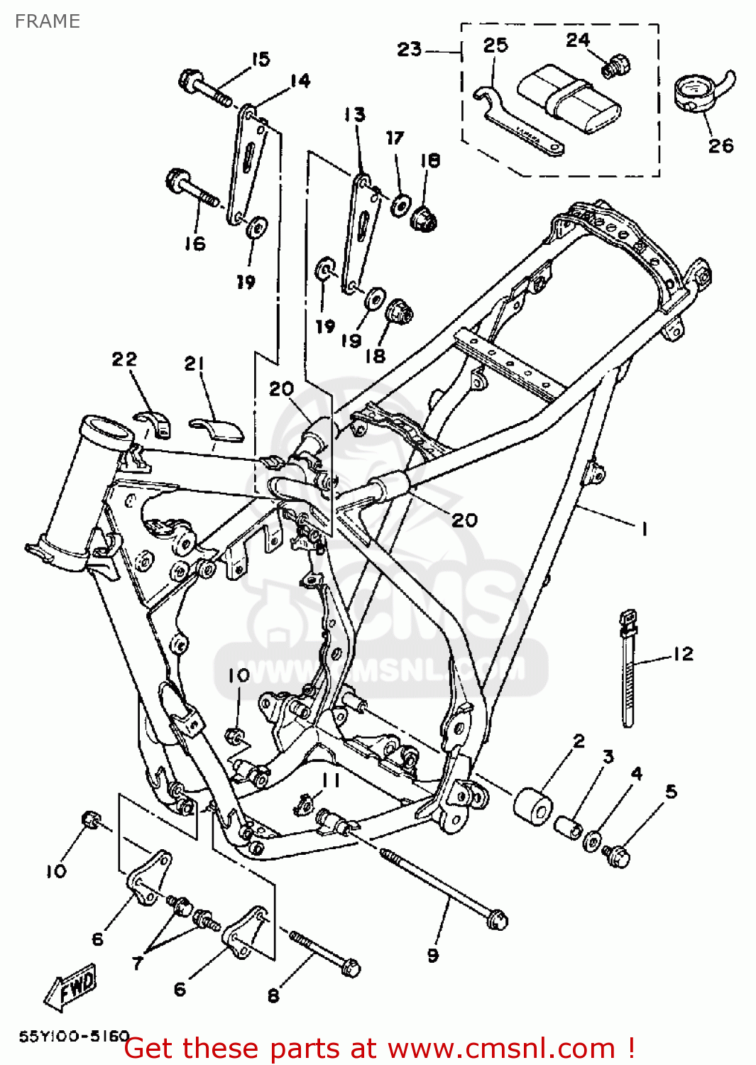 Yamaha Yz125 N 1985 Frame - schematic partsfiche