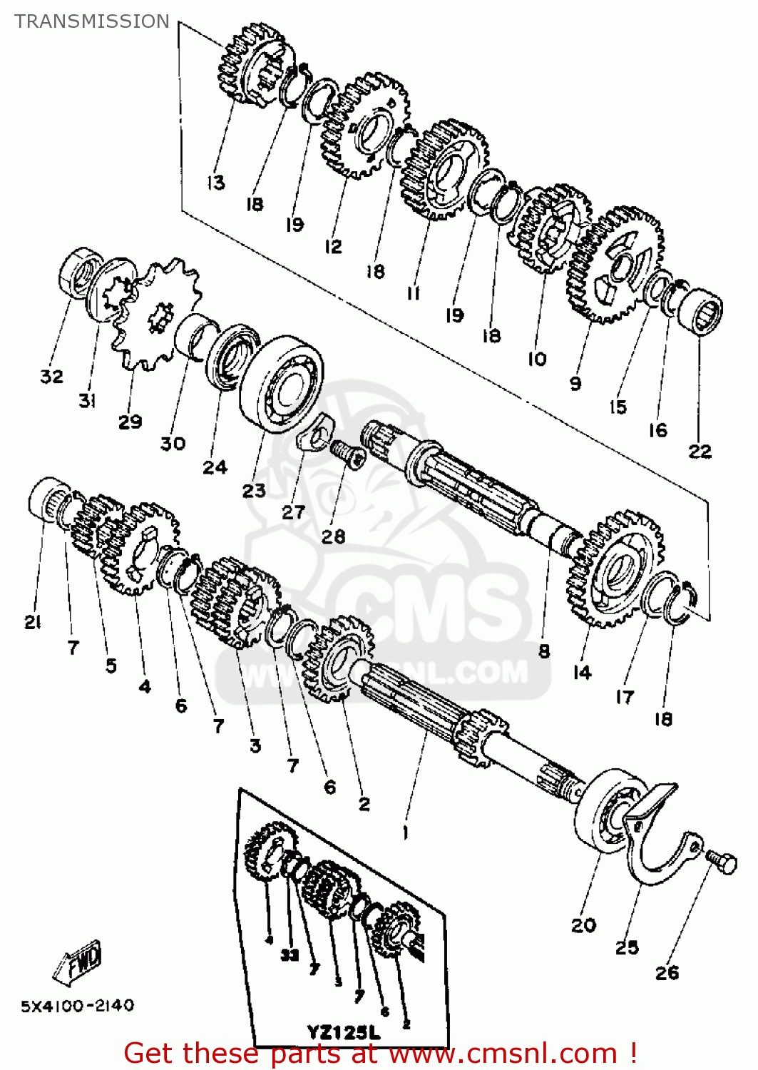 Yamaha YZ125 OFFROAD 1983 (D) USA TRANSMISSION buy original