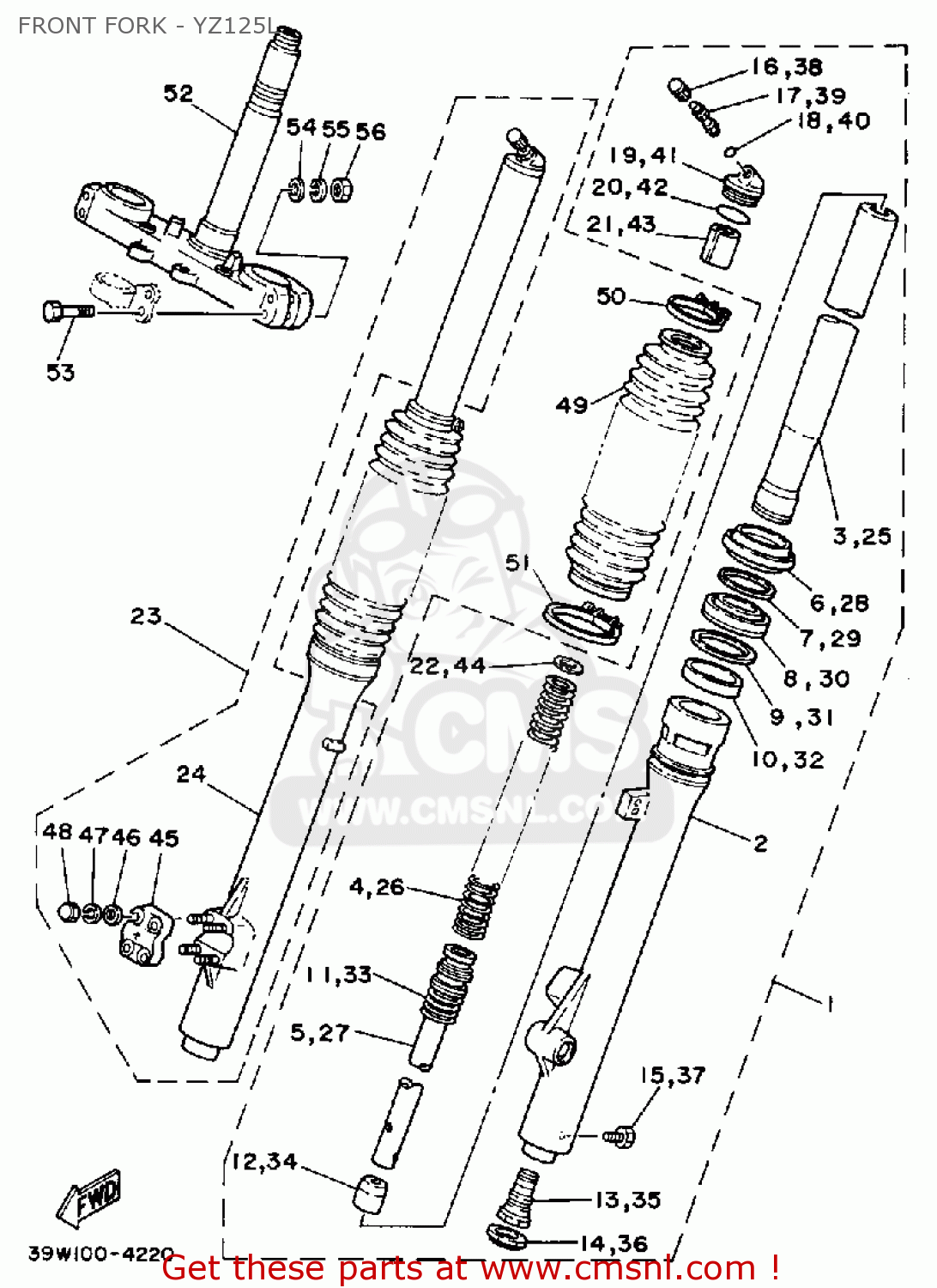 Yamaha YZ125 OFFROAD 1984 (E) USA FRONT FORK - YZ125L - buy original ...