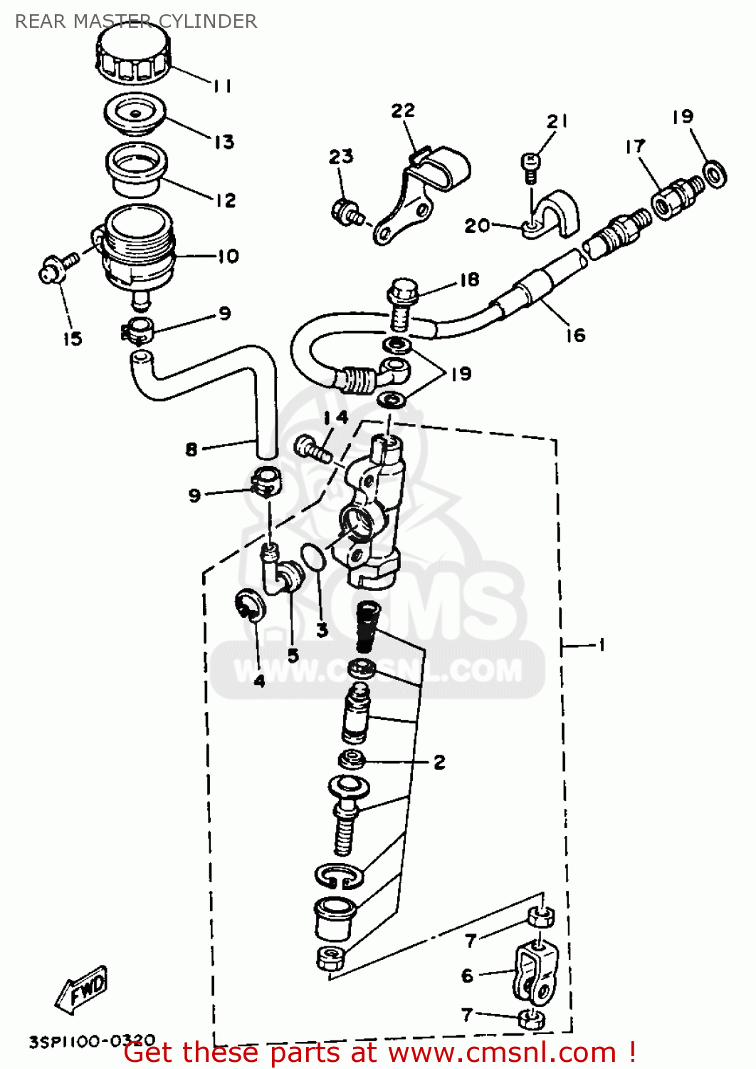 Yamaha YZ2501 1990 (L) USA REAR MASTER CYLINDER buy original REAR