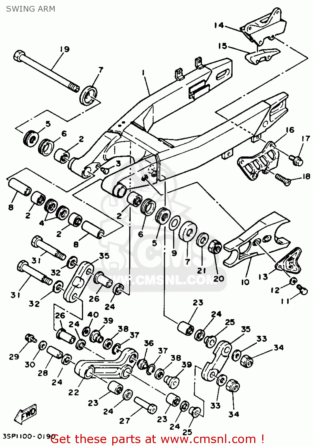 Yamaha YZ2501 1990 (L) USA SWING ARM buy original SWING ARM spares