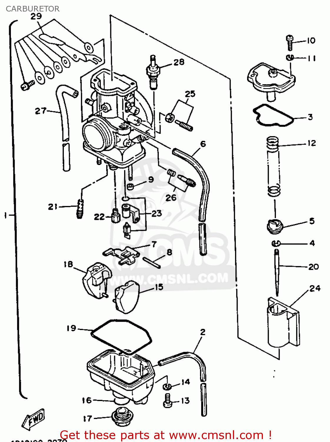 Yamaha YZ2501 1991 (M) USA CARBURETOR buy original CARBURETOR spares