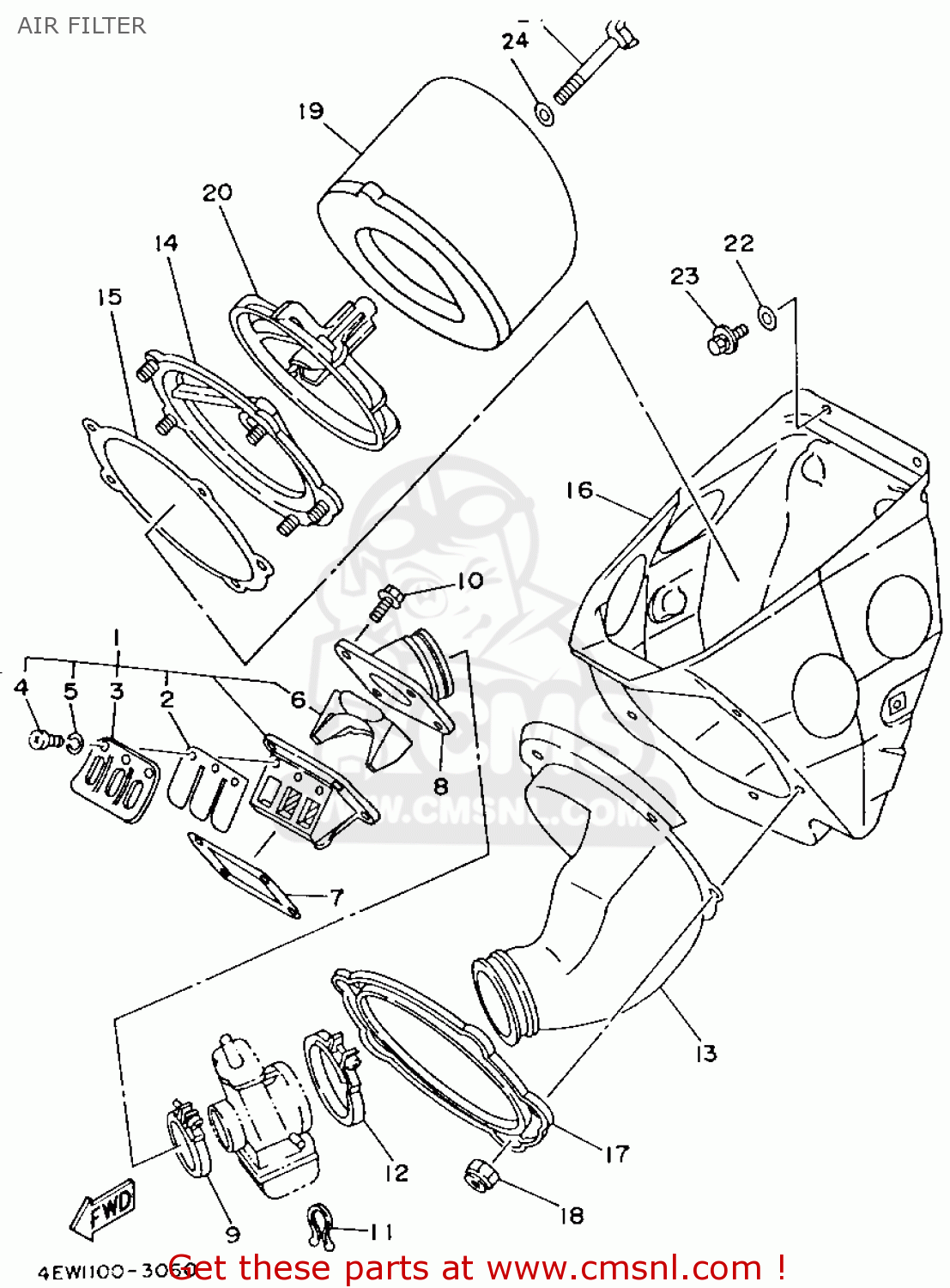Yamaha YZ250-1 1993 (P) USA AIR FILTER - buy original AIR FILTER spares online