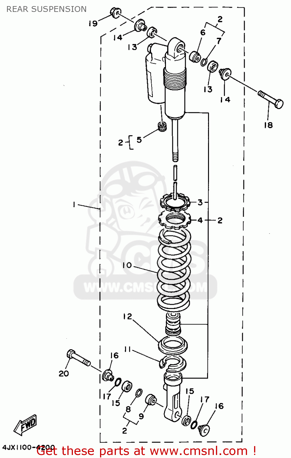 Yamaha YZ250-1 1994 (R) USA REAR SUSPENSION - buy original REAR ...