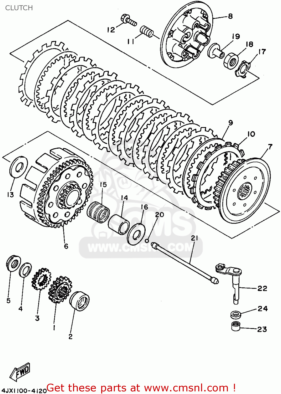 Yamaha YZ250-1 1995 (S) USA CLUTCH - buy original CLUTCH spares online