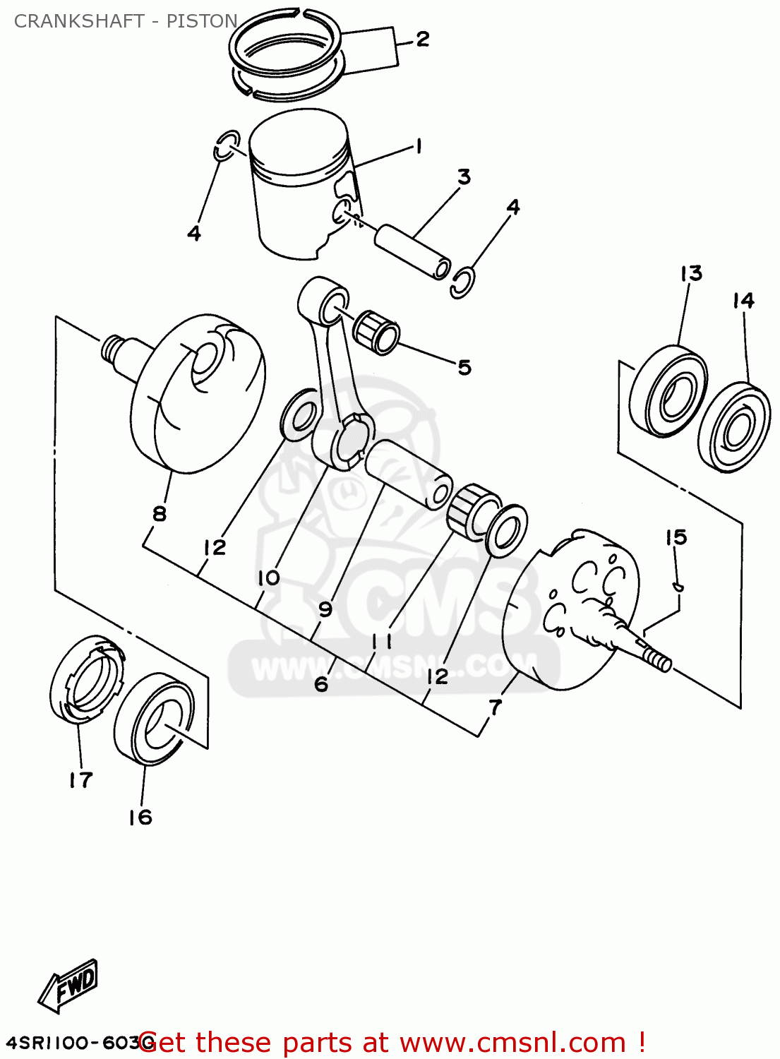 Yamaha YZ250-1 1996 (T) USA CRANKSHAFT - PISTON - buy original ...