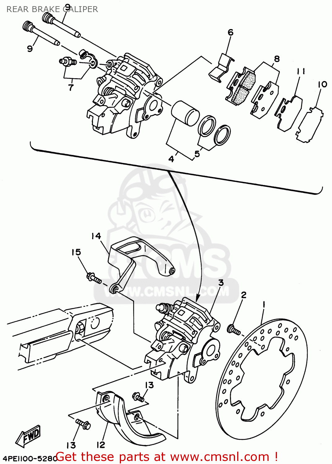 Yamaha YZ2501 1996 (T) USA REAR BRAKE CALIPER buy original REAR