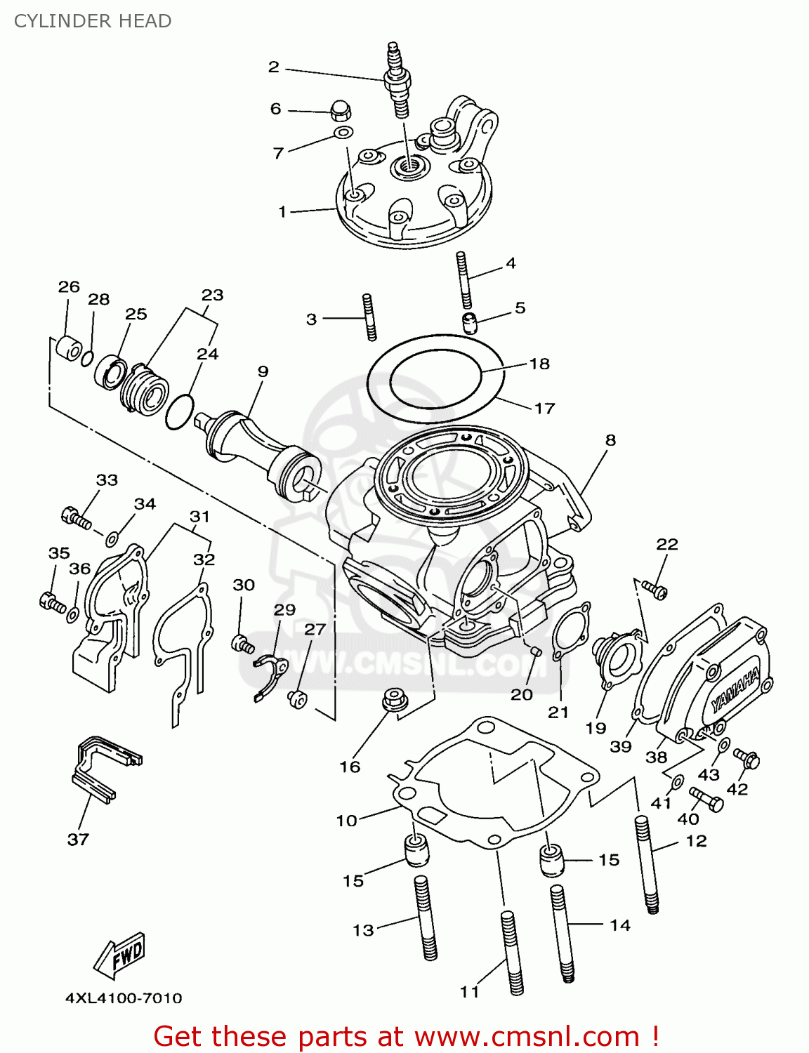 Yamaha Yz250-1 1997 (v) Usa Cylinder Head - schematic partsfiche