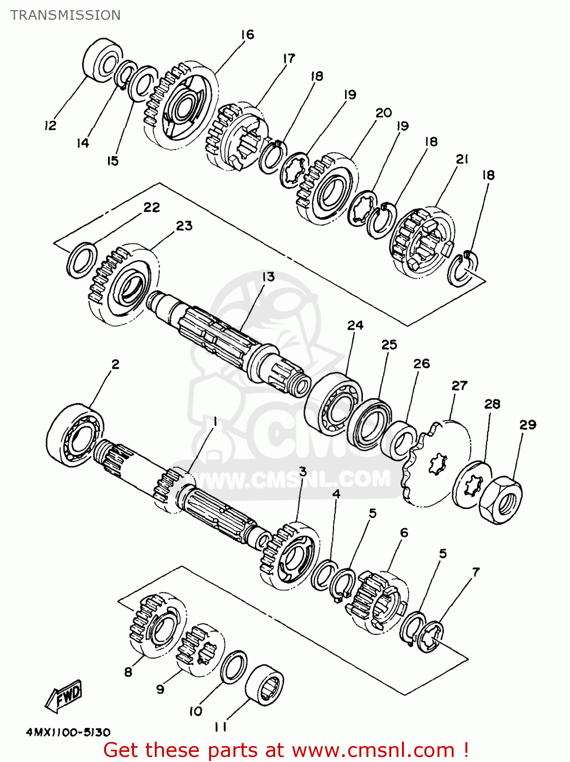 Yamaha YZ250-1 1997 (V) USA TRANSMISSION - buy original TRANSMISSION ...