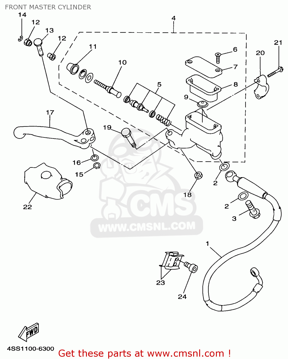 Yamaha YZ2501 1998 (W) USA FRONT MASTER CYLINDER buy original FRONT