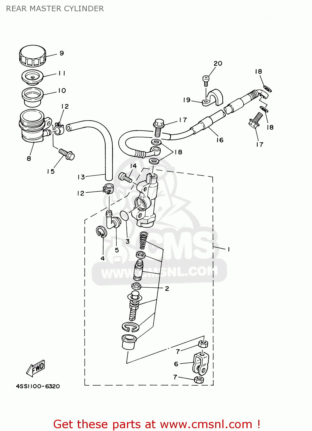 Yamaha YZ2501 2000 (Y) USA REAR MASTER CYLINDER buy original REAR