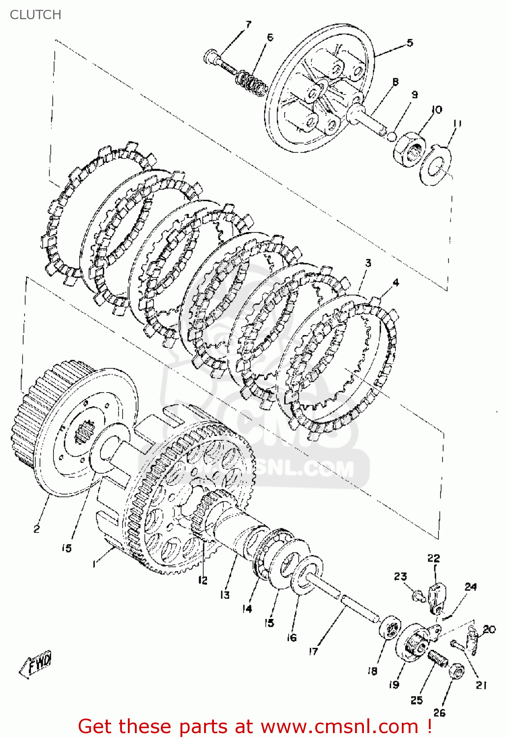 Yamaha YZ250 1974 USA CLUTCH - buy original CLUTCH spares online