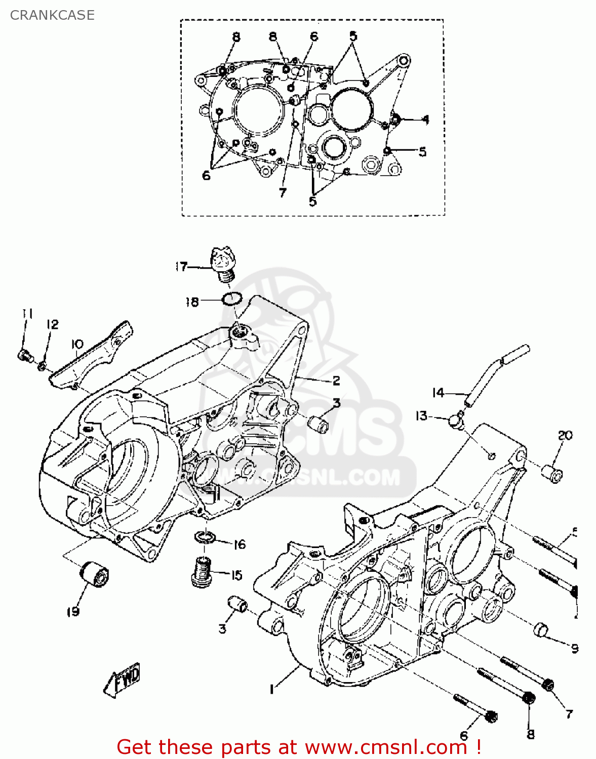 Yamaha YZ250 1974 USA CRANKCASE - buy original CRANKCASE spares online