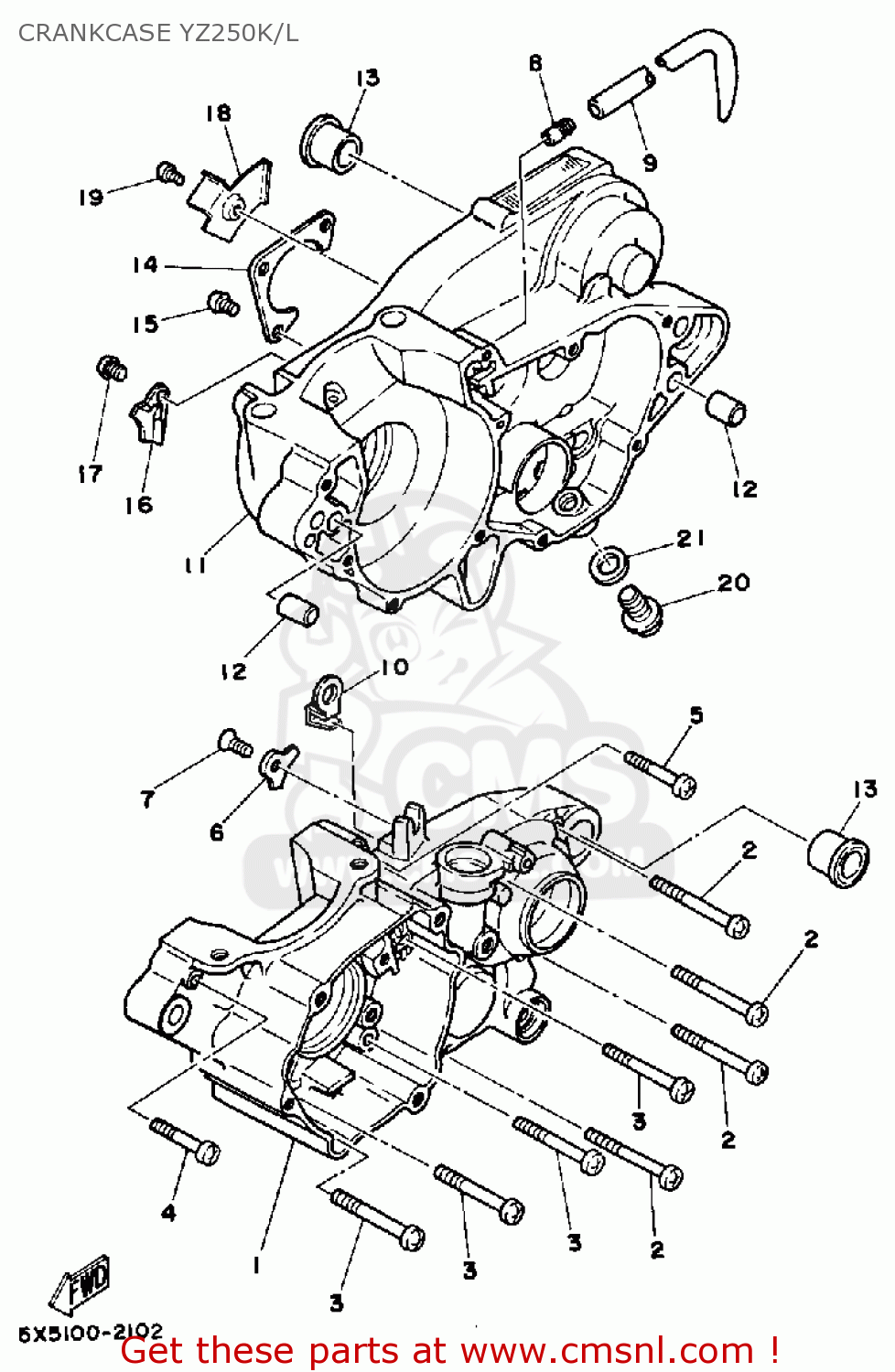 Yamaha YZ250 1983 (D) USA CRANKCASE YZ250K/L - buy original CRANKCASE ...