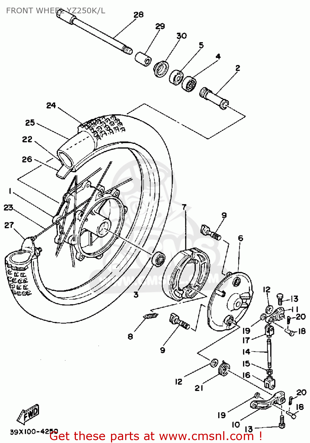 Yamaha YZ250 1983 (D) USA FRONT WHEEL YZ250K/L buy original FRONT