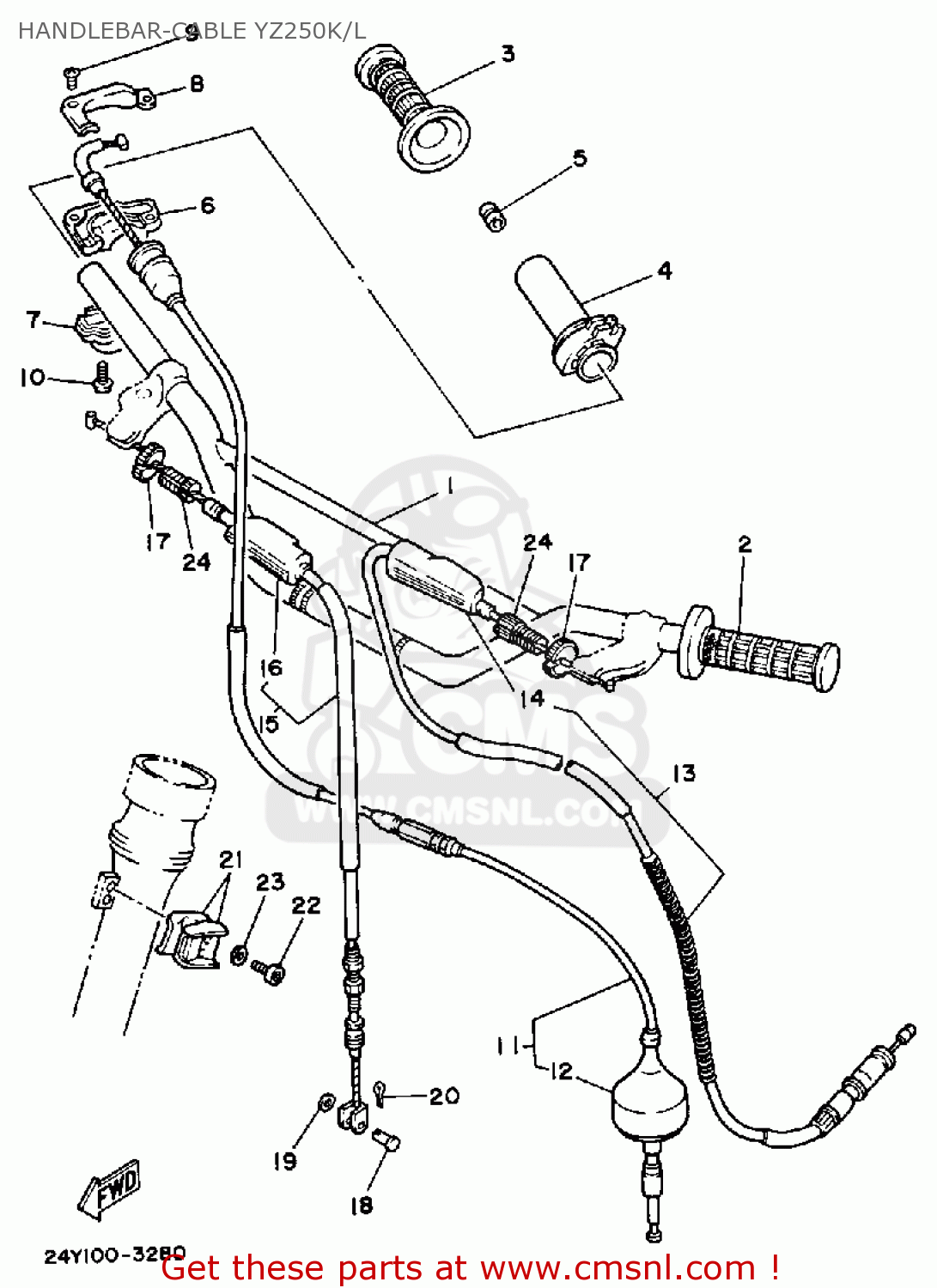 Yamaha YZ250 1984 (E) USA HANDLEBAR-CABLE YZ250K/L - buy original ...