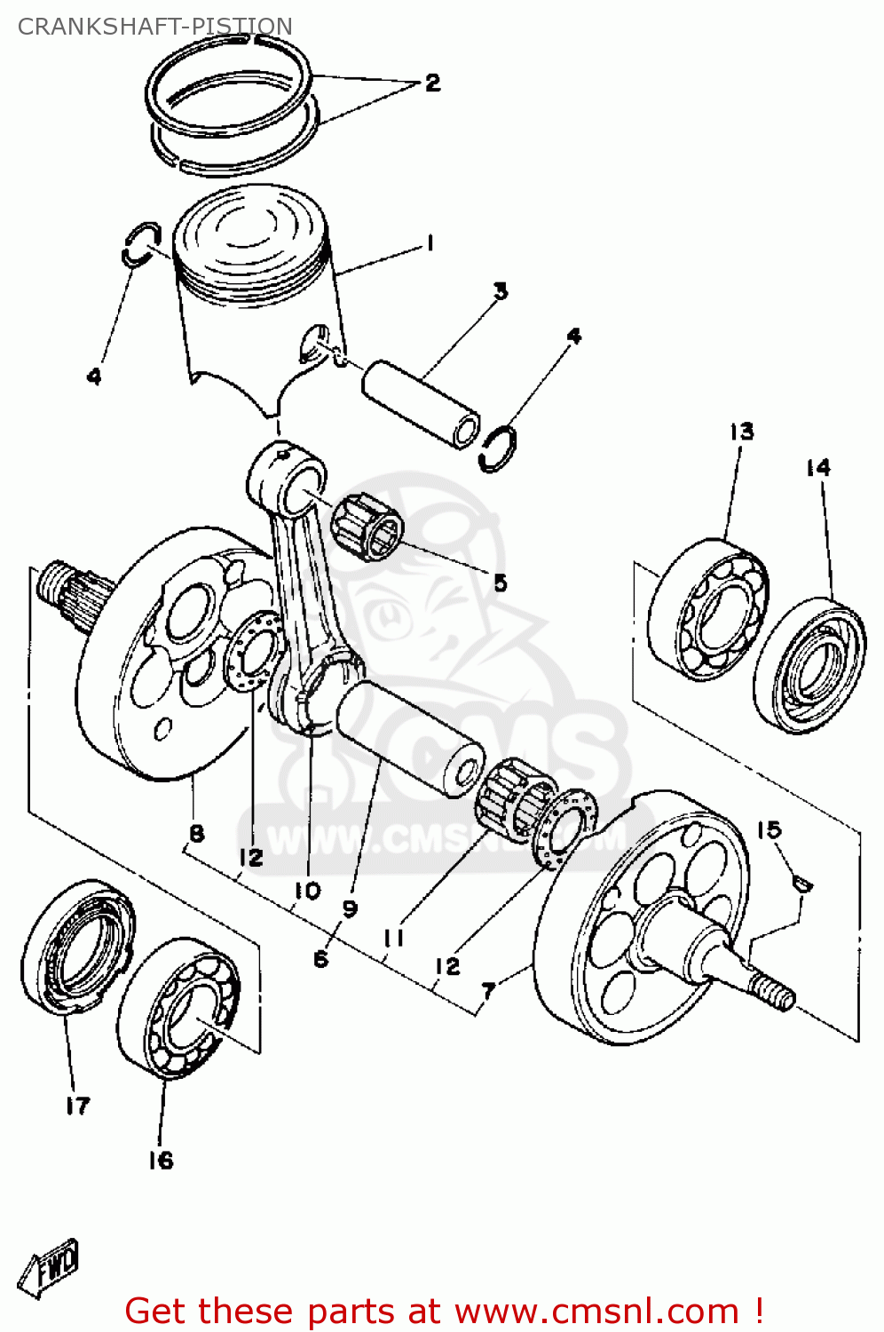 Yamaha YZ250 1985 (F) USA CRANKSHAFT-PISTION - buy original CRANKSHAFT ...