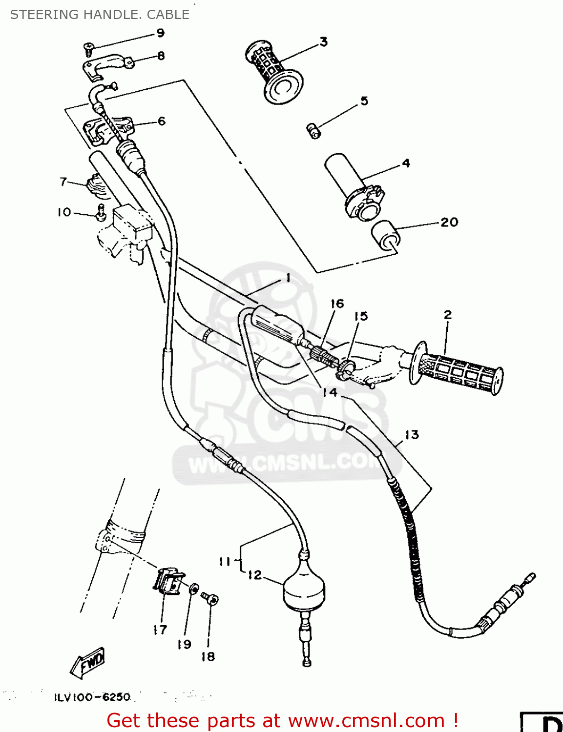 Yamaha YZ250 1986 1LU EUROPE 261LU-300E1 STEERING HANDLE. CABLE - buy ...