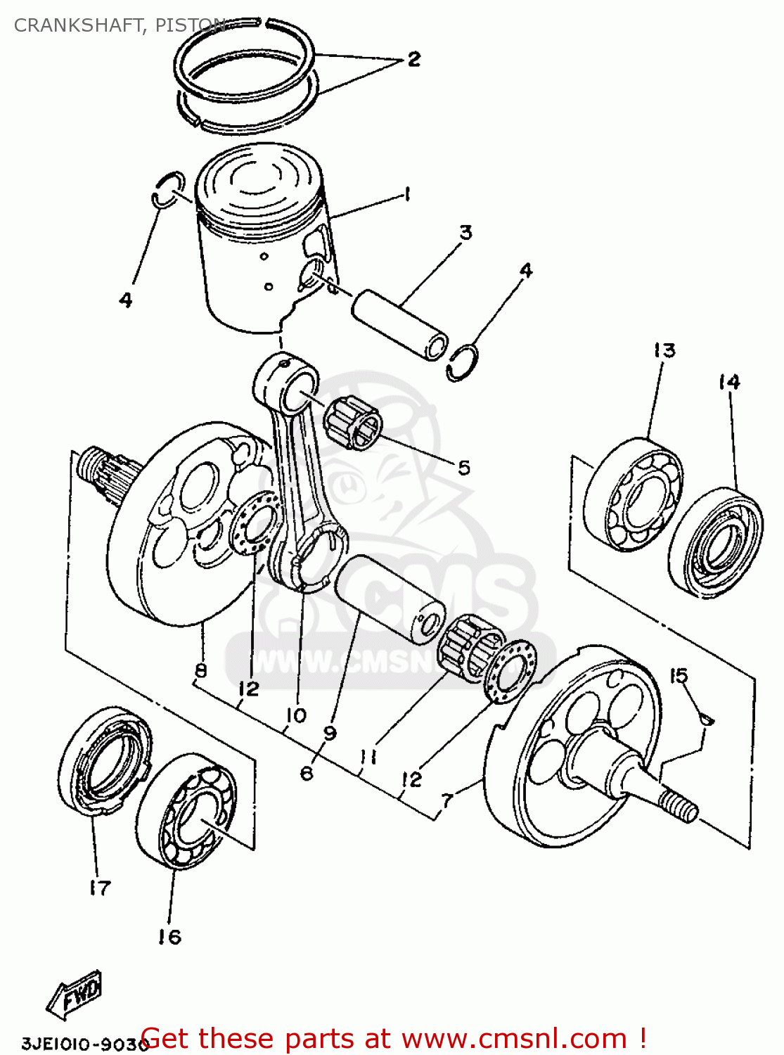 Yamaha YZ250 1989 3JE1 EUROPE 293JE-300E1 CRANKSHAFT, PISTON - buy ...