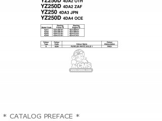 Yamaha Yamaha YZ250 1992 4DA3 JAPAN 224DA-100E1 parts lists