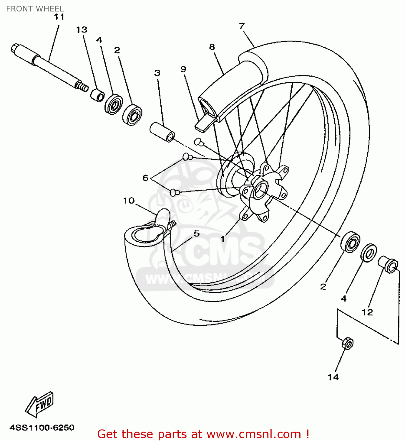 Yamaha YZ250 1999 5CU2 ITALY 295CU-100E3 FRONT WHEEL - buy original