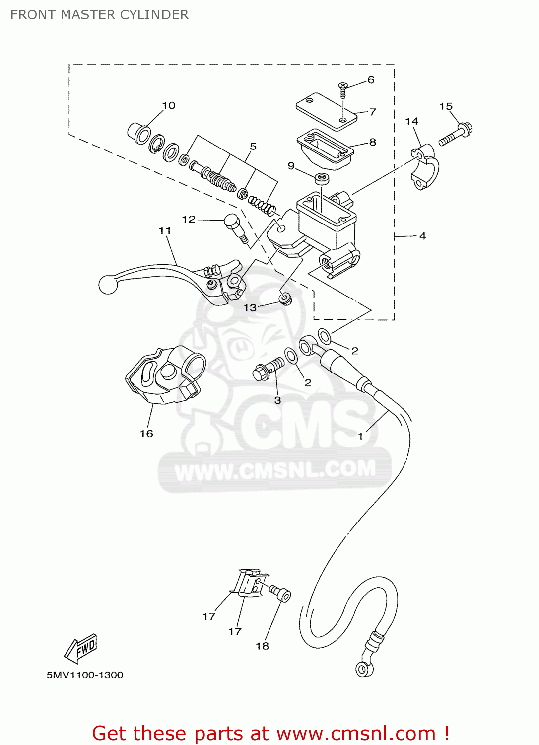 Yamaha YZ250 2001 5MW2 ENGLAND 115MW100E2 FRONT MASTER CYLINDER buy