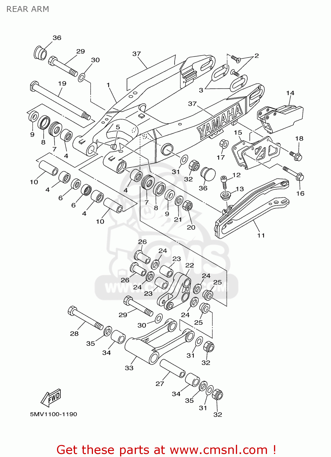 Yamaha YZ250 2001 5MW2 ENGLAND 115MW100E2 REAR ARM buy original REAR