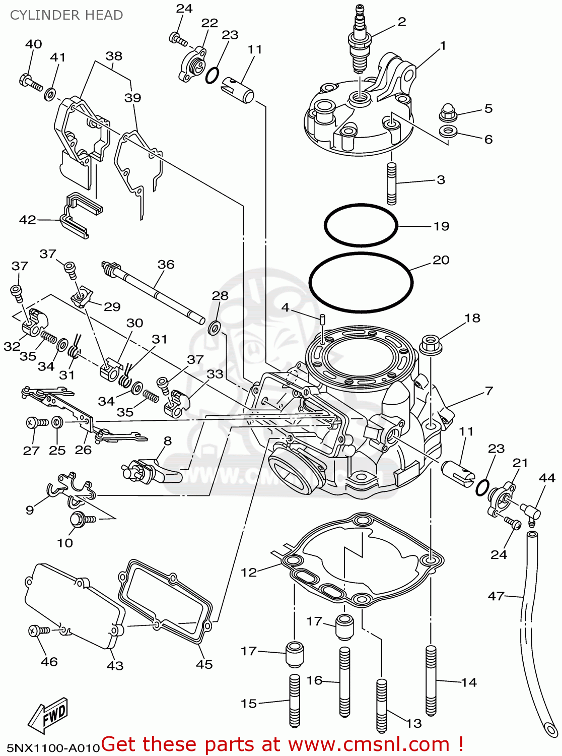Yamaha YZ250 2002 (2) USA CYLINDER HEAD buy original CYLINDER HEAD