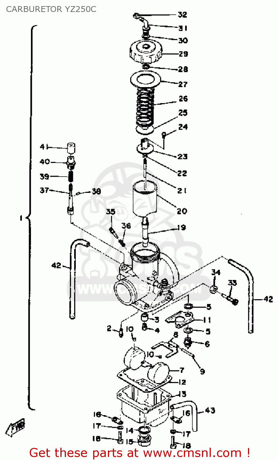 Yamaha YZ250 COMPETITION 1976 USA CARBURETOR YZ250C - buy original ...