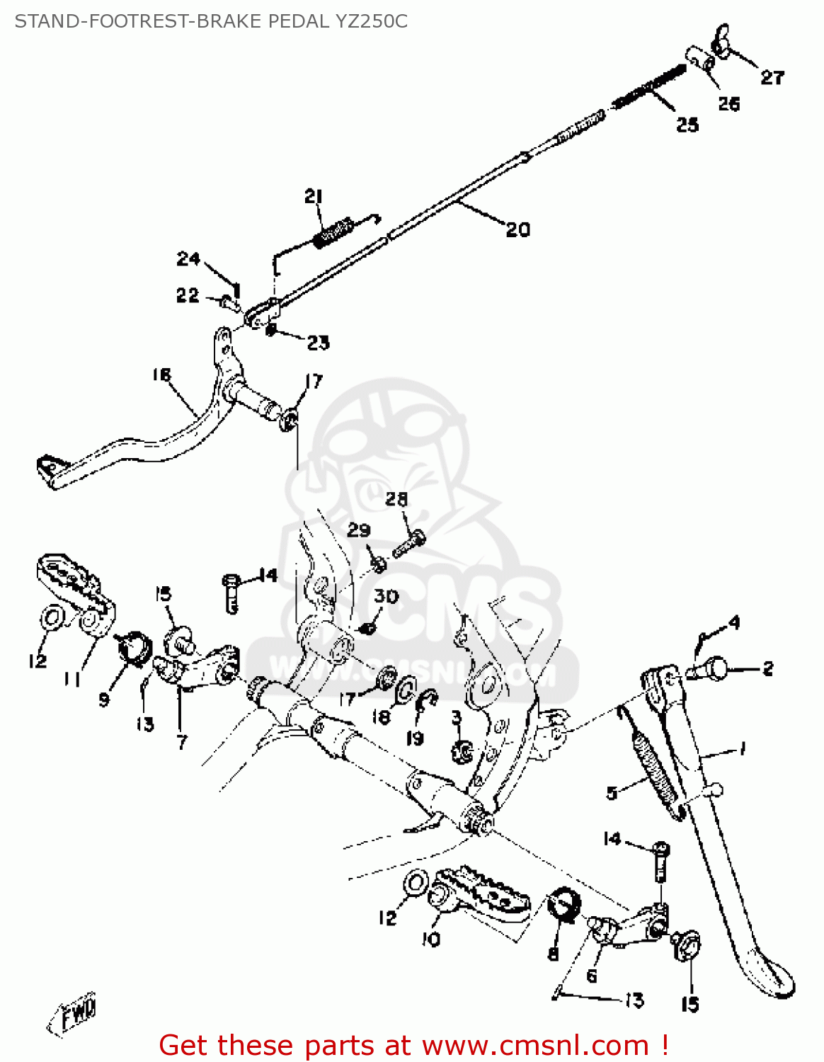 Yamaha YZ250 COMPETITION 1976 USA STAND-FOOTREST-BRAKE PEDAL YZ250C ...