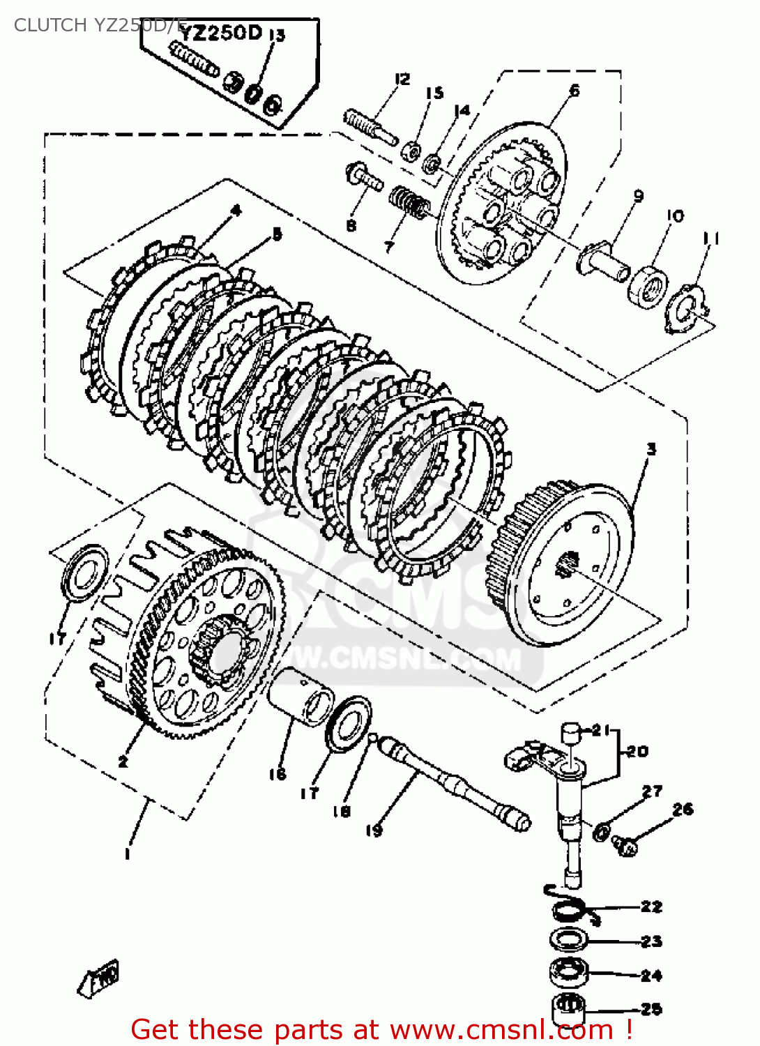 Yamaha YZ250 COMPETITION 1977 USA CLUTCH YZ250D/E buy original CLUTCH