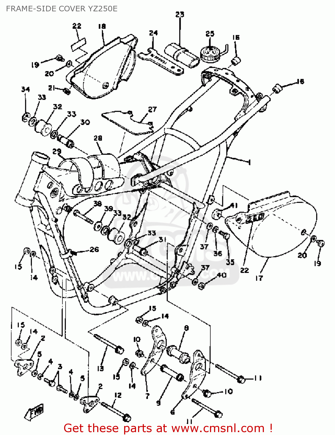 Yamaha YZ250 COMPETITION 1978 USA FRAME-SIDE COVER YZ250E - buy ...
