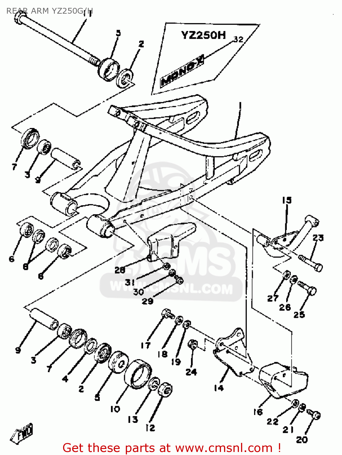 Yamaha YZ250 COMPETITION 1981 (B) USA REAR ARM YZ250G/H - buy original ...