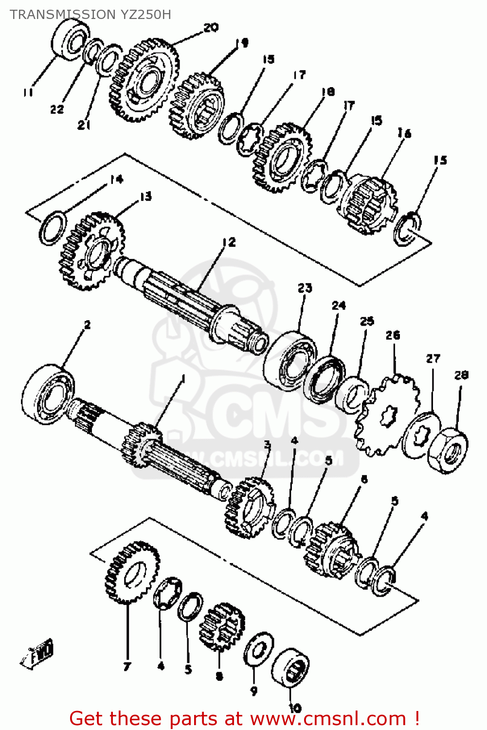 Yamaha YZ250 COMPETITION 1981 (B) USA TRANSMISSION YZ250H buy original TRANSMISSION YZ250H