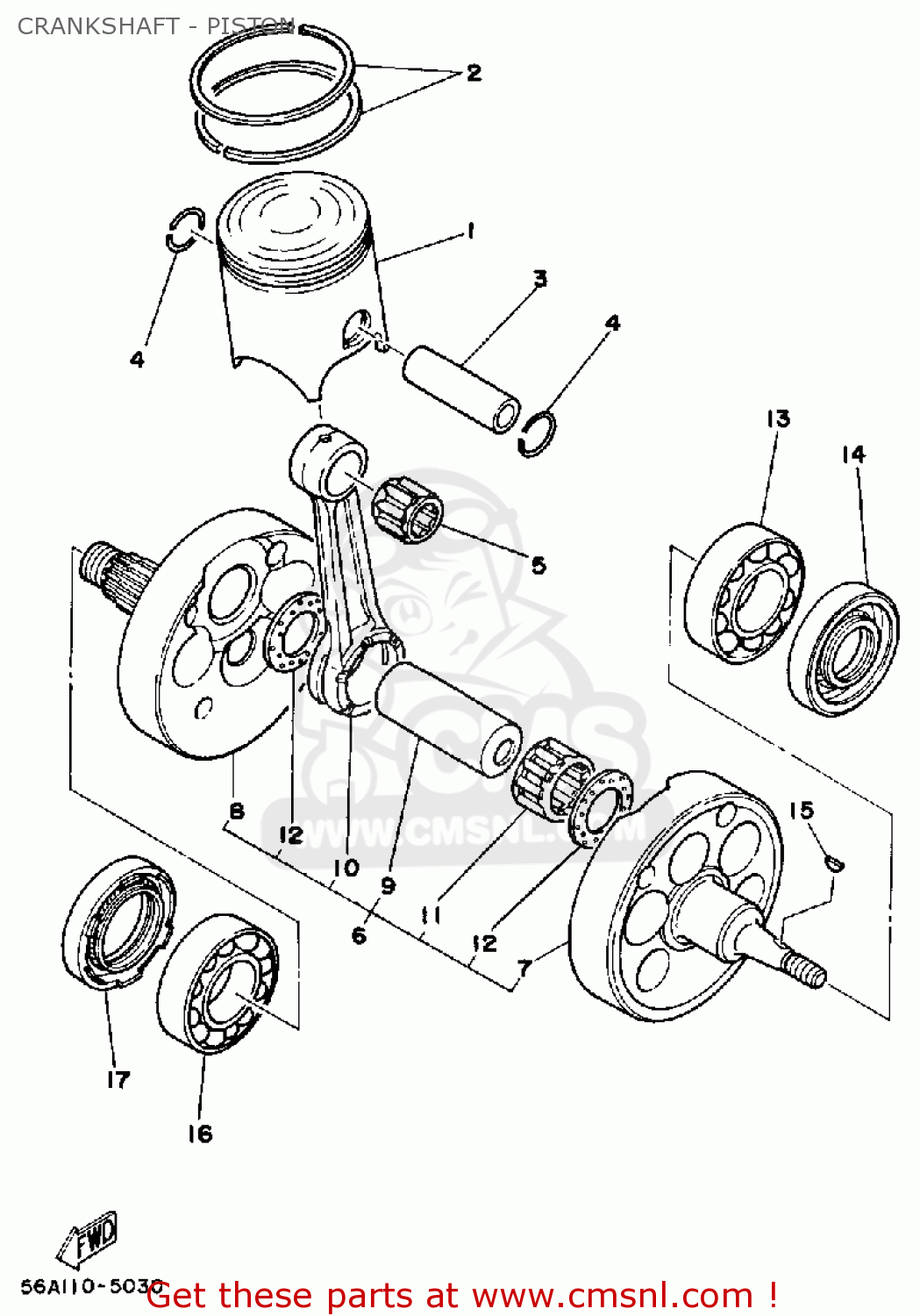 Yamaha YZ250 COMPETITION 1987 (H) USA CRANKSHAFT - PISTON - buy ...